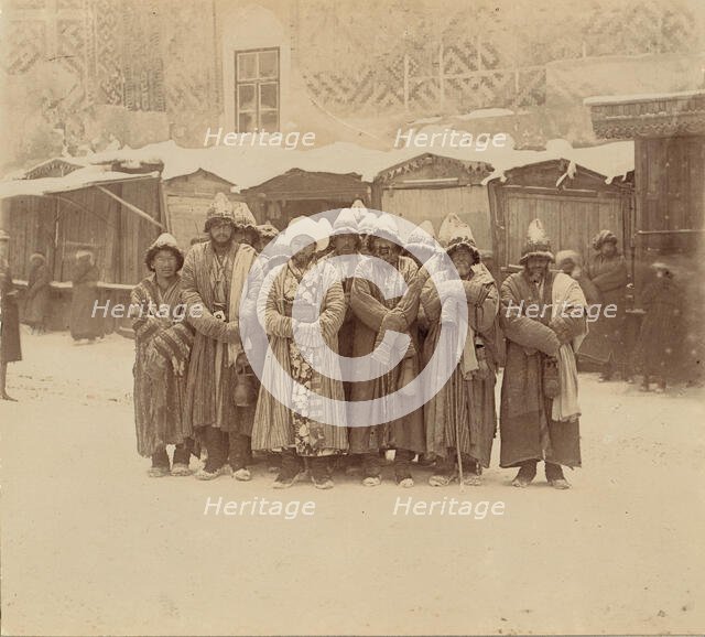 Monks in Kalandar-Khane, Samarkand, between 1905 and 1915. Creator: Sergey Mikhaylovich Prokudin-Gorsky.