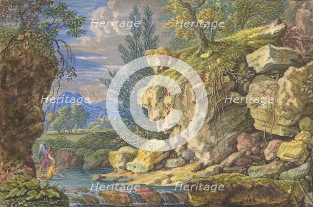 Landscape with Tobias and the Angel, 17th-early 18th century. Creator: Attributed to Felix Meyer.