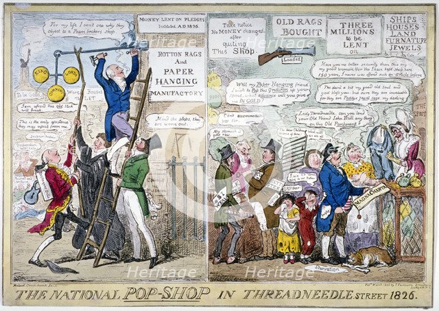 'The national pop-shop in Threadneedle Street', 1826.                    Artist: Isaac Robert Cruikshank