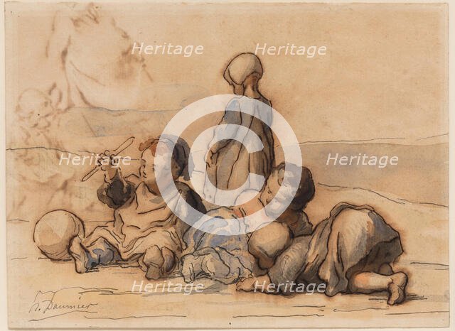 Children Playing, between 1808 and 1879. Creator: Honore Daumier.