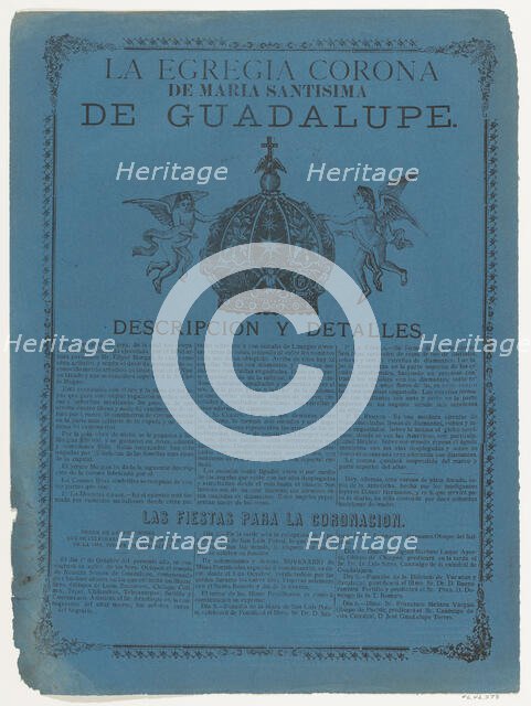 Broadsheet relating to the crown of the Virgin of Guadalupe, ca. 1890-1910., ca. 1890-1910. Creator: José Guadalupe Posada.