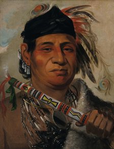 Mah-kée-mee-teuv, Grizzly Bear, Chief of the Tribe, 1831. Creator: George Catlin.