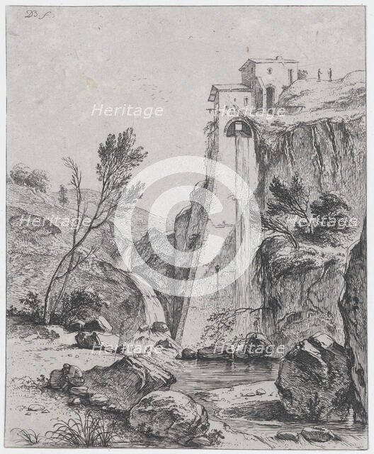 Waterfall after Breenberg, 1764. Creator: Jean-Jacques de Boissieu.