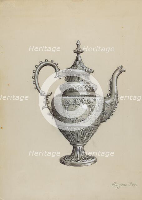 Silver Teapot, c. 1936. Creator: Eugene Croe.