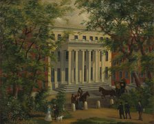 The Royal College of Surgeons of England: the portico from Lincoln's Inn Fields, between 1800 & 1899 Creator: Unknown.