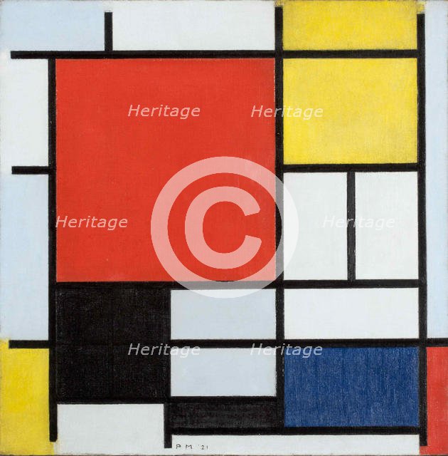 Composition with Large Red Plane, yellow, black, grey and blue, 1921. Creator: Mondrian, Piet (1872-1944).