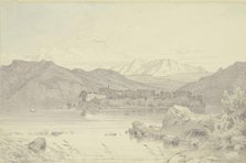 Herreninsel Island with its monastery in Lake Chiemsee, 1842. Creator: Heinrich Funk.