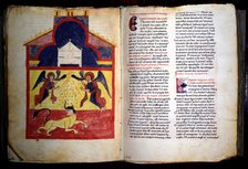 The Ark of the Covenant and the Beast, miniature in the 'Beatus of Turín' (Commentary on the Apoc…