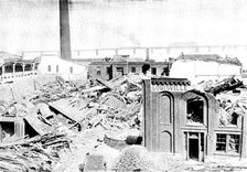 The Cyclone at Louisville, Kentucky, US: tobacco warehouse between 11th Street and 12th Street, 1890 Creator: Unknown.