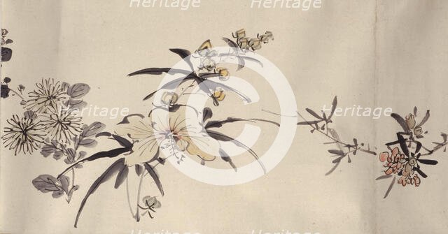 Flowering plants of the four seasons, 1842. Creator: Oda Kaisen.
