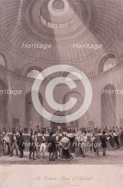 Bank of England, Threadneedle Street, London, c1840. Artist: J Shury