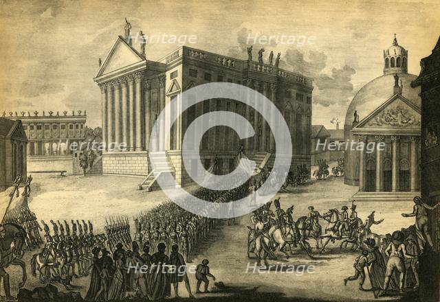 Triumphant entry of the French into the city of Berlin, 27 October 1806, (1921). Creator: Pierre Adrien Le Beau.