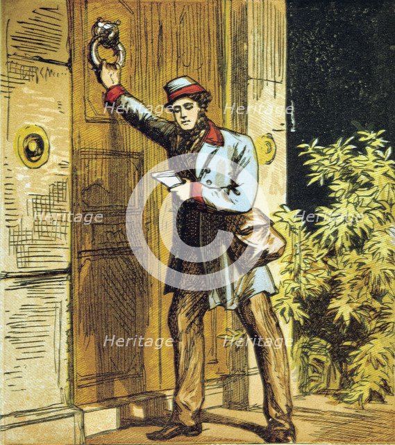 'There is the Postman's knock!', 1867.  Artist: Anon