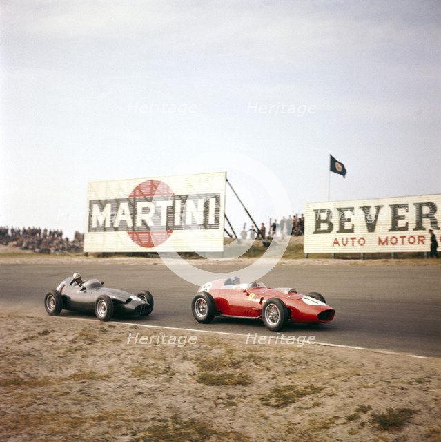 Two racing cars taking a bend, Dutch Grand Prix, Zandvoort, Holland, 1959. Artist: Unknown