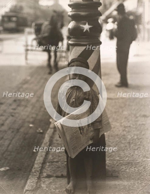 A Little "Shaver," Indianapolis Newsboy, 41 inches high.., about 1920. Creator: Lewis Wickes Hine.