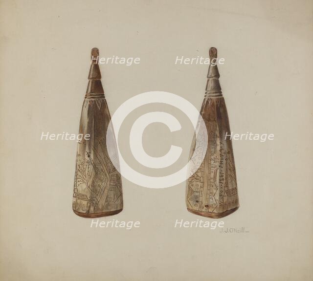 Powder Horn, 1938. Creator: J. J. Neill.