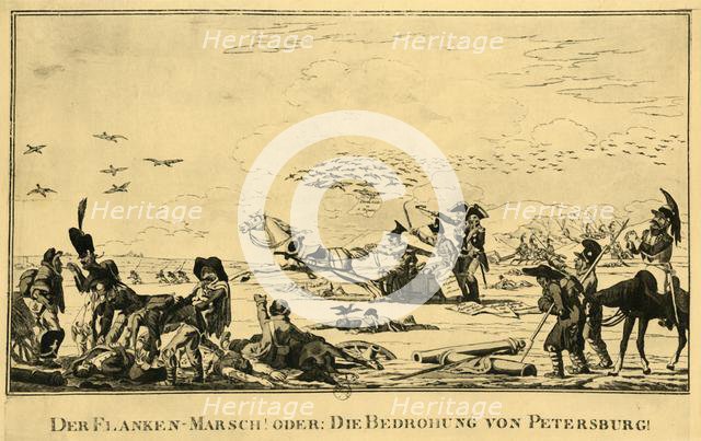 'Der Flanken-Marsch! Oder: Die Bedrohung Von Petersburg!', 1813, (1921).  Creator: Unknown.
