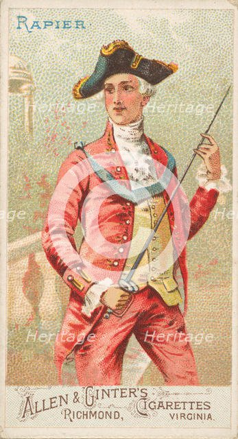 Rapier, from the Arms of All Nations series (N3) for Allen & Ginter Cigarettes Brands, 1887. Creator: Allen & Ginter.