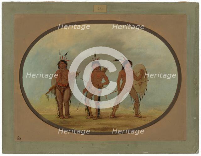 Three Cheyenne Warriors, 1861/1869. Creator: George Catlin.