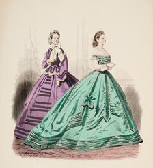 Fashion Plate - Petit Courrier des Dames 'Modes de Paris', 1860. Creator: Gilquin fils.