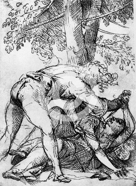 Sketch for the 'Jealous Husband' in the Scuola Del Santo, c1510, (1937). Artist: Titian