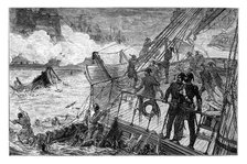 Destruction of the Turkish fleet at Sinope, 1853, (1900). Artist: Unknown