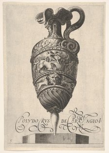 Vessel with grotesque masks, griffins, and a frieze populated by a bull and men in..., ca 1550-1600. Creator: Unknown.