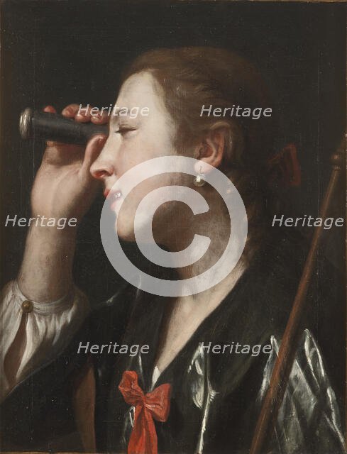 Girl Looking through a Telescope, mid-18th century. Creator: Pietro Rotari.