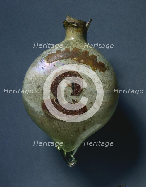 Pilgrim's Flask with Nimbed Figure, c. 400-600. Creator: Unknown.
