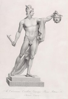 Perseus with the head of Medusa. from "Oeuvre de Canova: Recueil de Statues ...", 1817., 1817. Creator: Giovanni Tognolli.