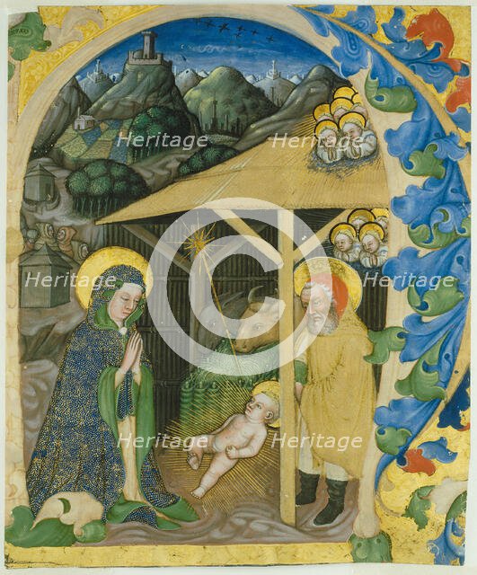 Nativity in an Initial H, 1430/40. Creator: Giovanni di Francia.
