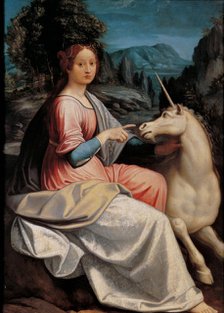 Lady and the Unicorn, 1534-1540. Creator: Longhi, Luca (1507-1580).