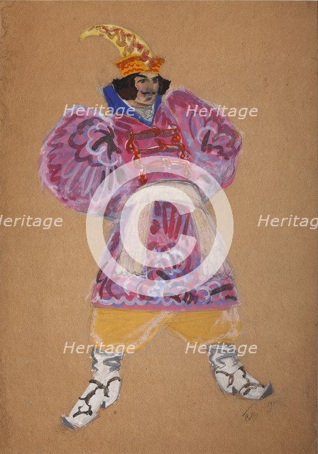 Costume design for the opera The golden Cockerel by N. Rimsky-Korsakov. Artist: Malyutin, Sergei Vasilyevich (1859-1937)