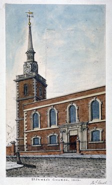 View of St James's Church, Piccadilly from Jermyn Street, London, 1806.                              Artist: Frederick Nash