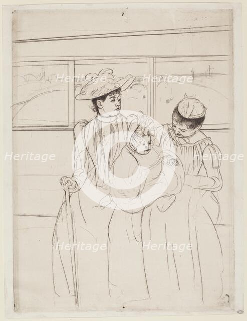 In the Omnibus, 1890-1891. Creator: Mary Cassatt.