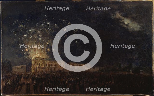Fireworks on the occasion of the birth of the Duke of Normandy, c1782. Creator: Pierre-Antoine Demachy.