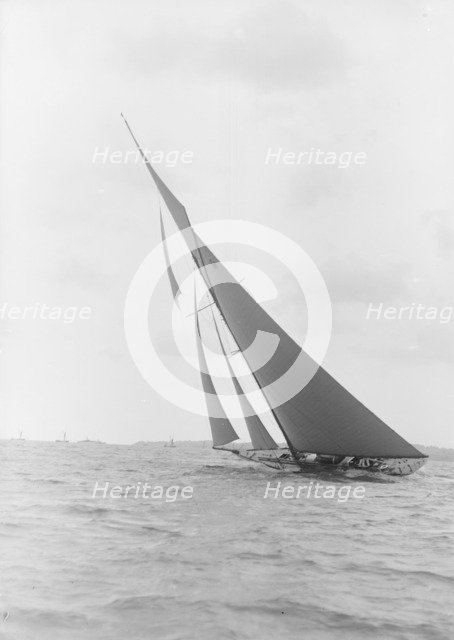 The 15 Metre class sailing yacht 'Paula III', heeling on windward leg, 1913. Creator: Kirk & Sons of Cowes.