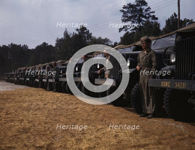 New River Marine Base, motor detachment, Jacksonville, North Carolina, 1942. Creator: Alfred T Palmer.