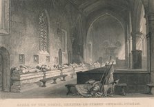 'Aisle of the Tombs, Chester-Le-Street Church, Durham', 1834. Artist: James Sands.