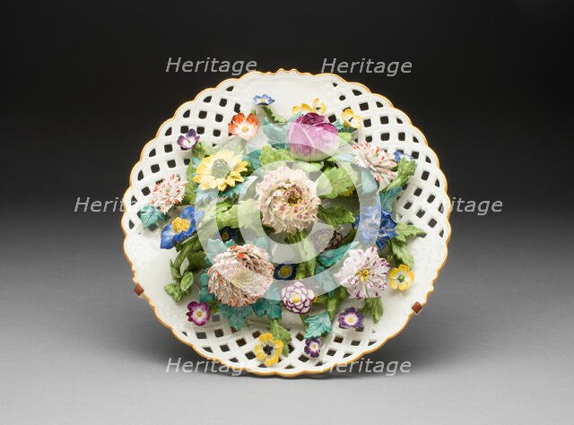 Plate with Applied Flowers, Meissen, 1763/74. Creator: Meissen Porcelain.