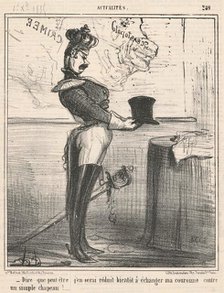 Dire que peut-être j'en serai réduit ..., 1855. Creator: Honore Daumier.