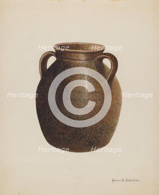 Stoneware Jar, c. 1938. Creator: Annie B Johnston.