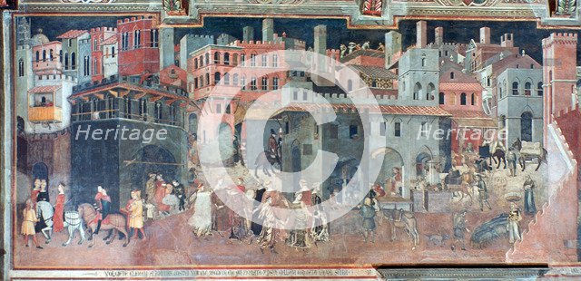 'Effects of Good Government on the City Life', (detail), c1330. Artist: Ambrogio Lorenzetti