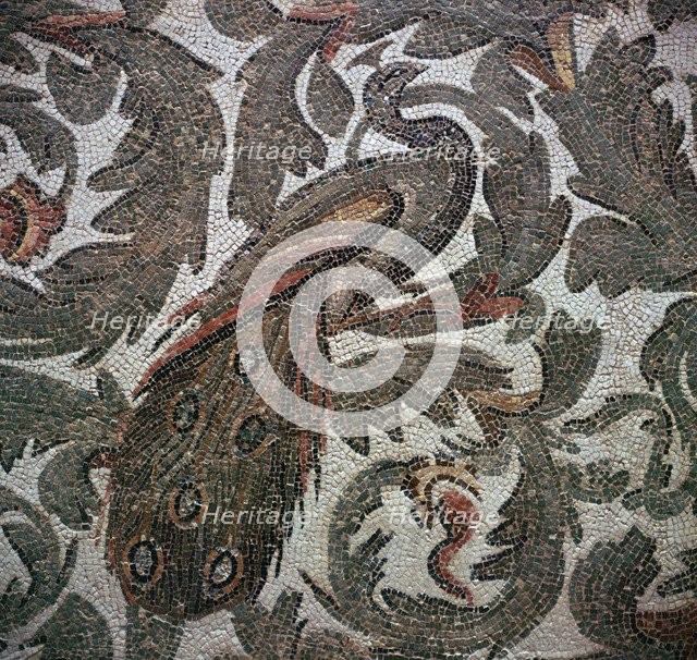 Roman mosaic of a peacock in foliage, 3rd century. Artist: Unknown