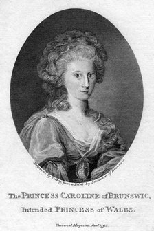 Caroline of Brunswick, Queen Consort of King George IV, 1795.Artist: Tookey