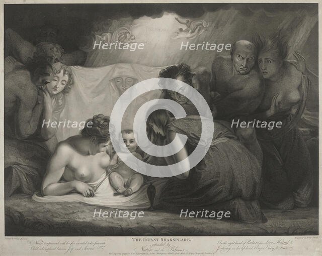 The Infant Shakespeare Attended by Nature and the Passions, published 1799. Creators: Benjamin Smith, John Boydell, Josiah Boydell.