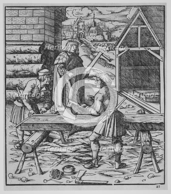 Carpenters, ca.1500. Creator: Hans Burgkmair, the Elder.