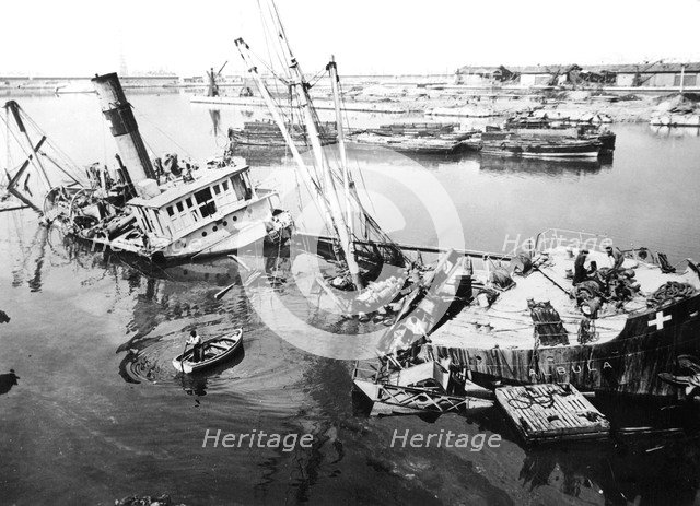 Scuttled ship in Marseilles harbour, France, c1945-1949. Artist: Unknown