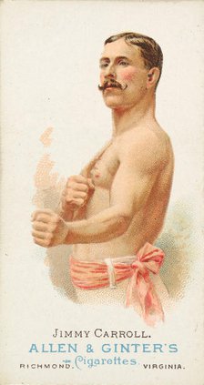 Jimmy Carroll, Pugilist, from World's Champions, Series 1 (N28) for Allen & Ginter Cigaret..., 1887. Creator: Allen & Ginter.