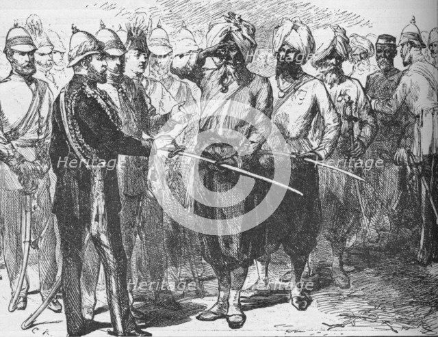 Reception for the survivors of the defence of Lucknow, India, January 1876 (1908). Artist: Unknown.